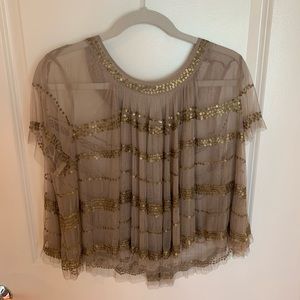 Free People gold sequin blouse